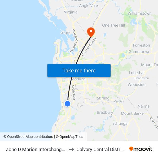 Zone D Marion Interchange - South side to Calvary Central Districts Hospital map