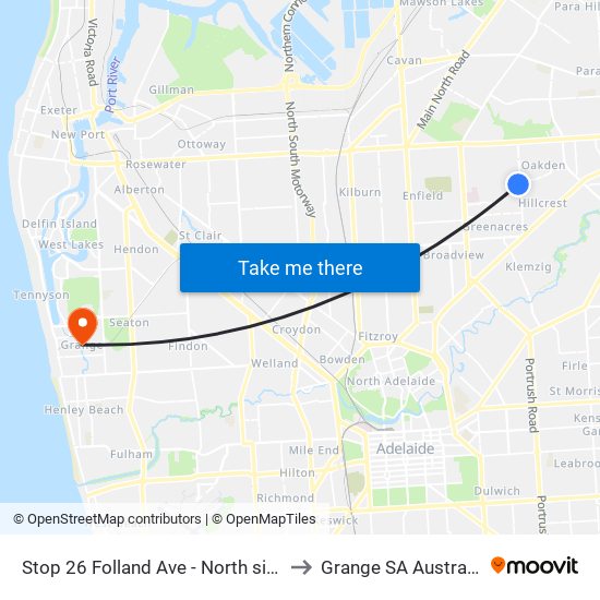 Stop 26 Folland Ave - North side to Grange SA Australia map