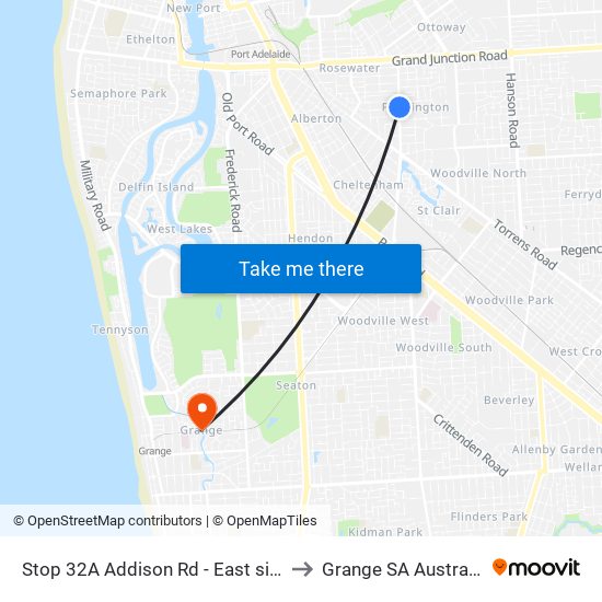 Stop 32A Addison Rd - East side to Grange SA Australia map