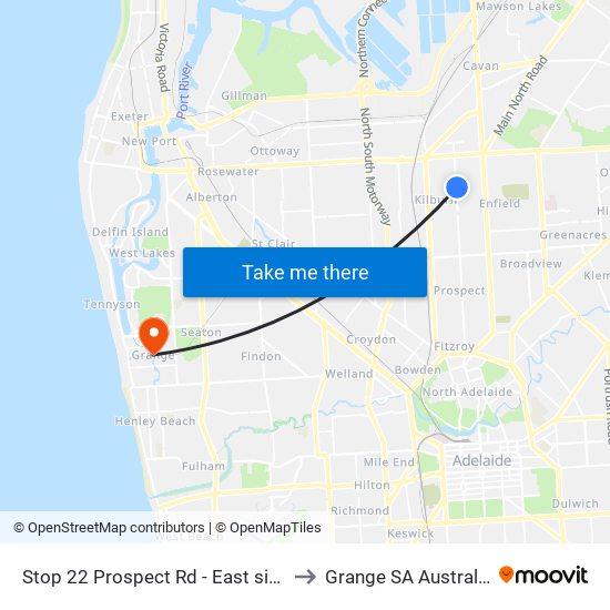 Stop 22 Prospect Rd - East side to Grange SA Australia map