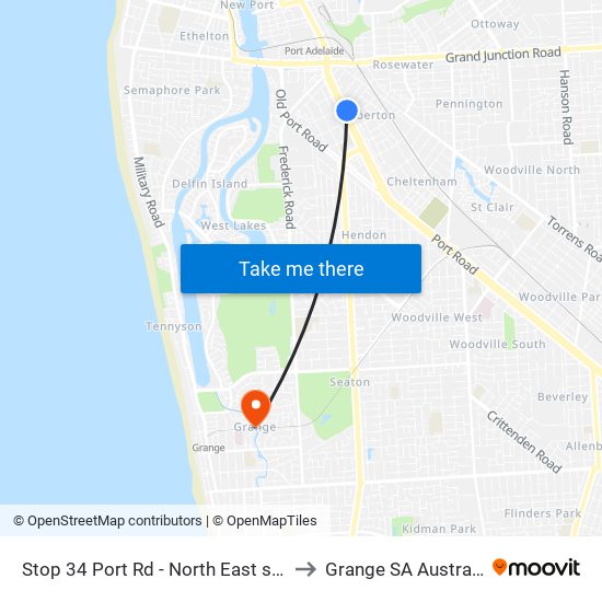 Stop 34 Port Rd - North East side to Grange SA Australia map