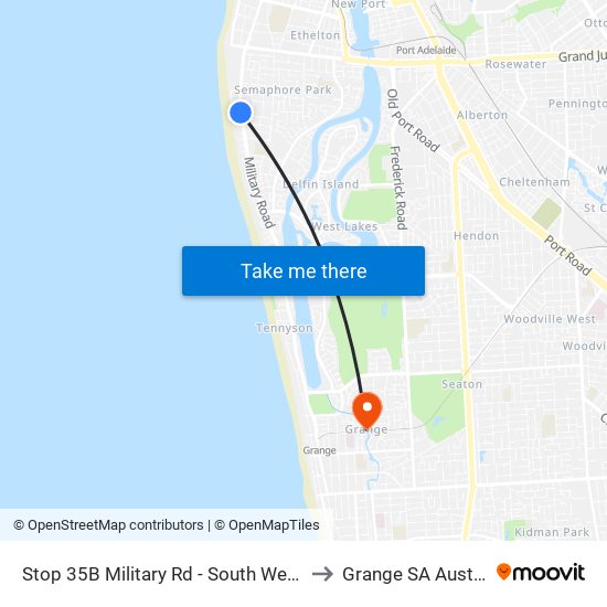 Stop 35B Military Rd - South West side to Grange SA Australia map