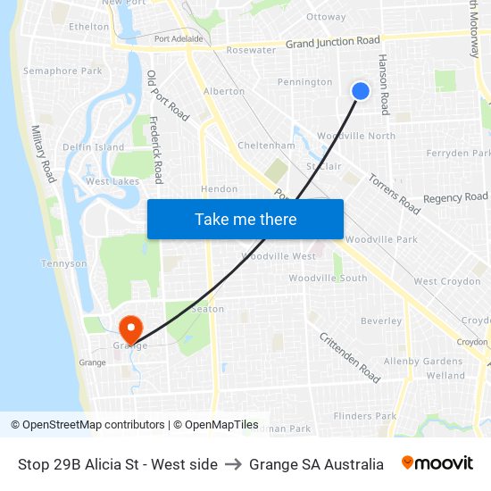 Stop 29B Alicia St - West side to Grange SA Australia map