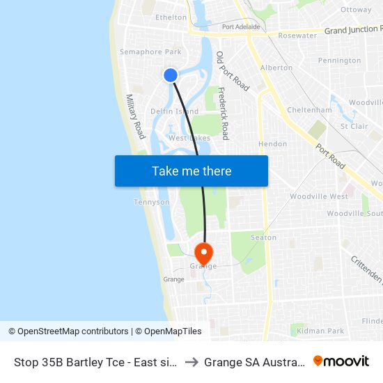 Stop 35B Bartley Tce - East side to Grange SA Australia map