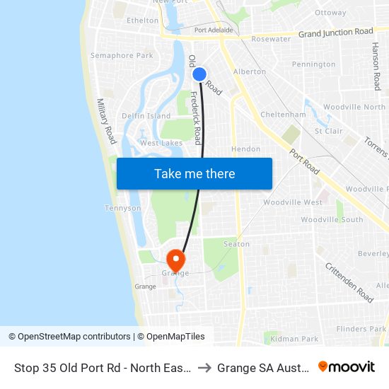 Stop 35 Old Port Rd - North East side to Grange SA Australia map