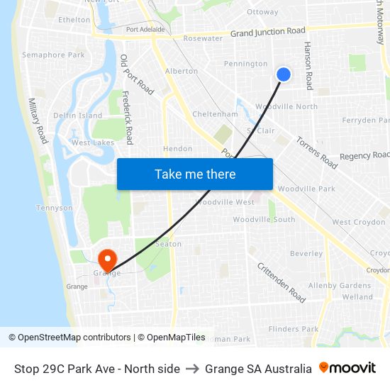 Stop 29C Park Ave - North side to Grange SA Australia map