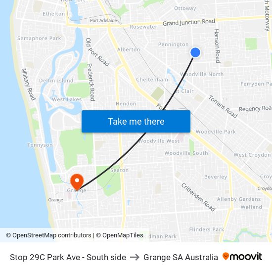 Stop 29C Park Ave - South side to Grange SA Australia map