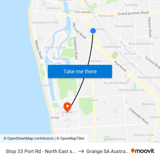 Stop 33 Port Rd - North East side to Grange SA Australia map