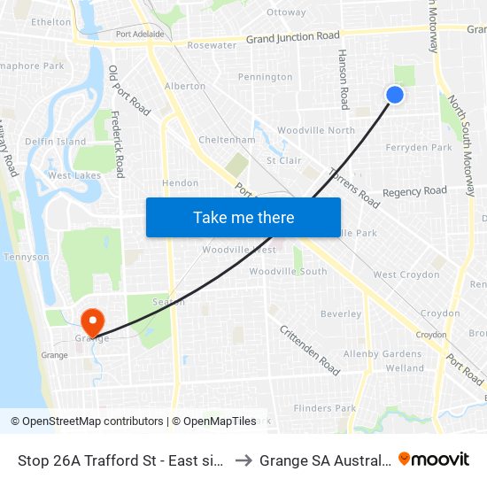 Stop 26A Trafford St - East side to Grange SA Australia map