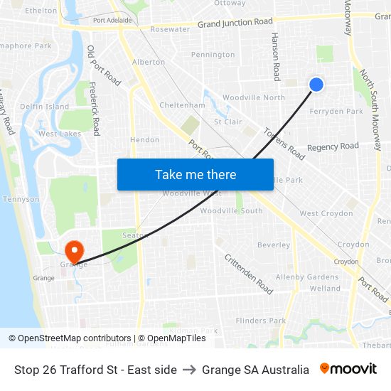 Stop 26 Trafford St - East side to Grange SA Australia map