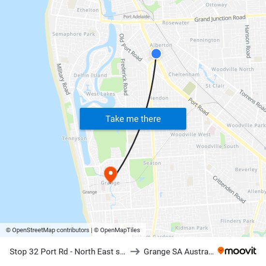 Stop 32 Port Rd - North East side to Grange SA Australia map