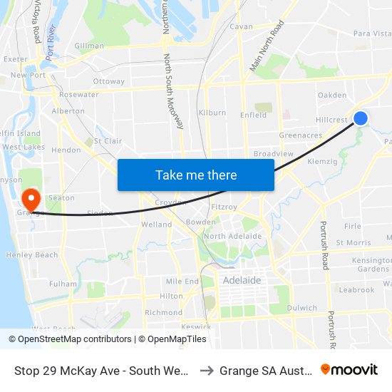 Stop 29 McKay Ave - South West side to Grange SA Australia map