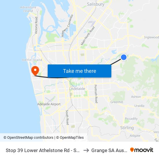 Stop 39 Lower Athelstone Rd - South side to Grange SA Australia map