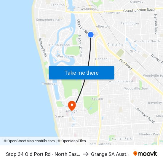 Stop 34 Old Port Rd - North East side to Grange SA Australia map