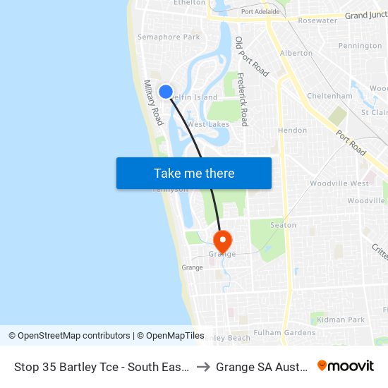 Stop 35 Bartley Tce - South East side to Grange SA Australia map