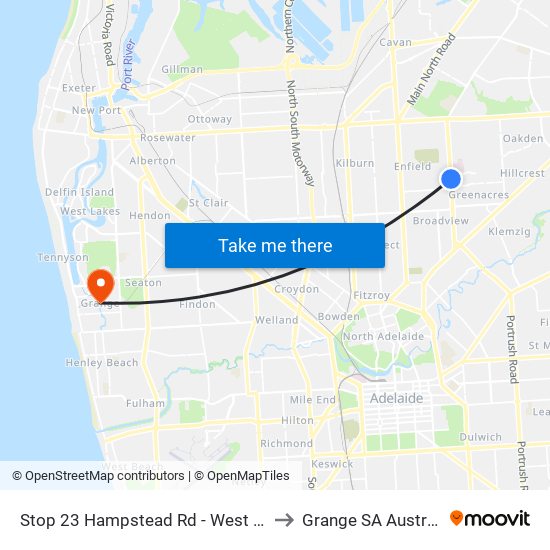 Stop 23 Hampstead Rd - West side to Grange SA Australia map