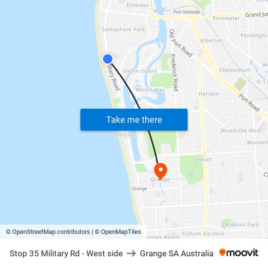 Stop 35 Military Rd - West side to Grange SA Australia map