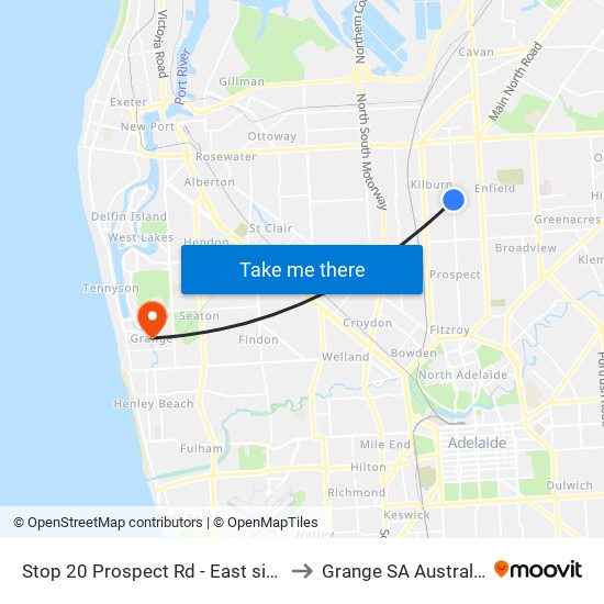 Stop 20 Prospect Rd - East side to Grange SA Australia map