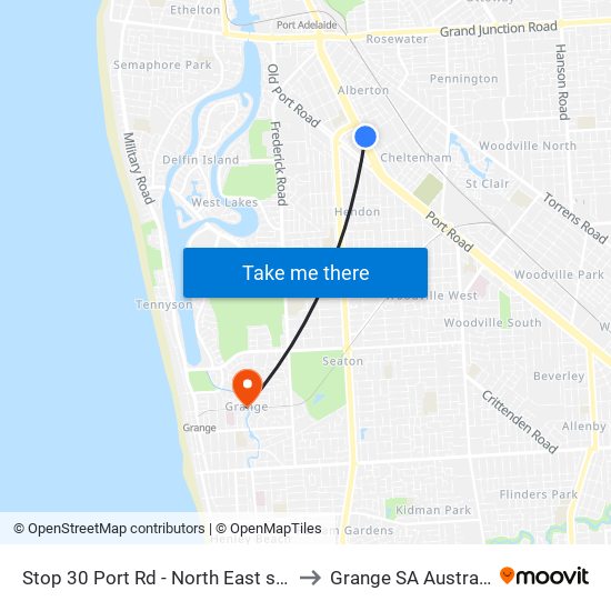 Stop 30 Port Rd - North East side to Grange SA Australia map