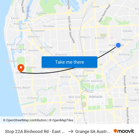 Stop 22A Birdwood Rd - East side to Grange SA Australia map