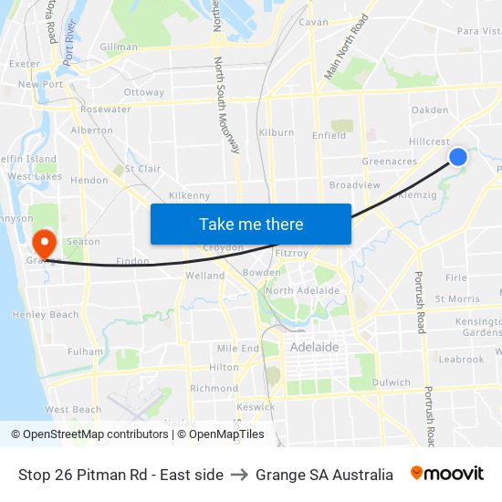 Stop 26 Pitman Rd - East side to Grange SA Australia map