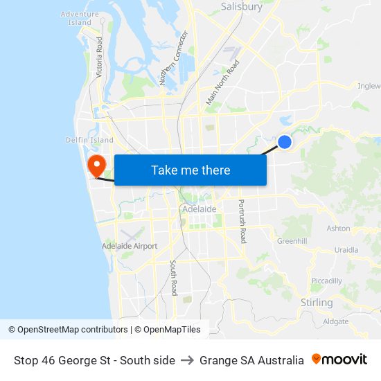 Stop 46 George St - South side to Grange SA Australia map