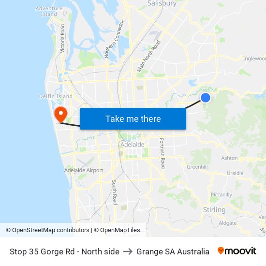 Stop 35 Gorge Rd - North side to Grange SA Australia map