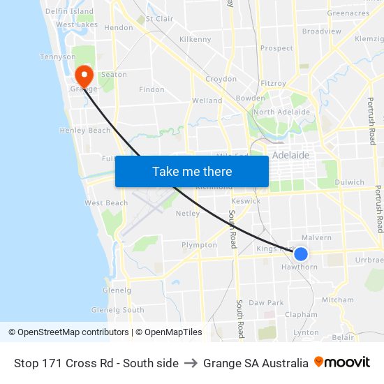 Stop 171 Cross Rd - South side to Grange SA Australia map