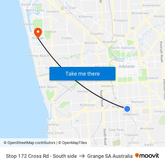 Stop 172 Cross Rd - South side to Grange SA Australia map