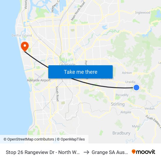 Stop 26 Rangeview Dr - North West side to Grange SA Australia map