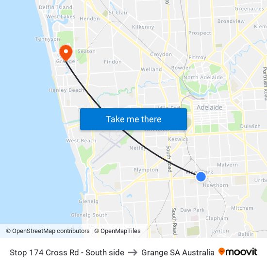 Stop 174 Cross Rd - South side to Grange SA Australia map