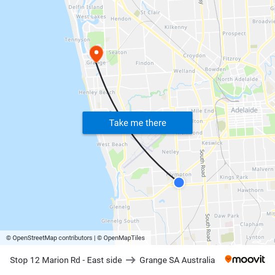 Stop 12 Marion Rd - East side to Grange SA Australia map