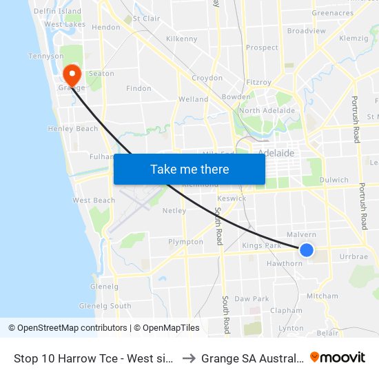 Stop 10 Harrow Tce - West side to Grange SA Australia map