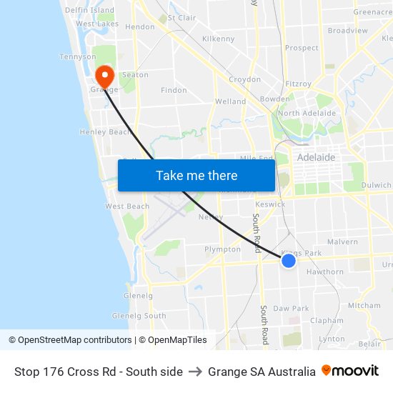 Stop 176 Cross Rd - South side to Grange SA Australia map