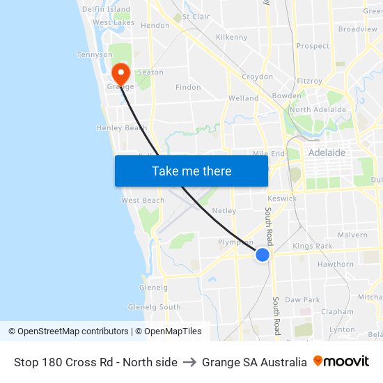 Stop 180 Cross Rd - North side to Grange SA Australia map