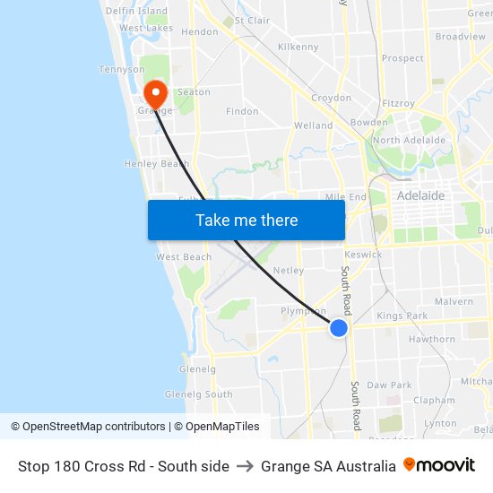 Stop 180 Cross Rd - South side to Grange SA Australia map