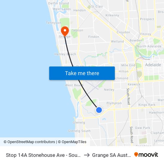 Stop 14A Stonehouse Ave - South side to Grange SA Australia map