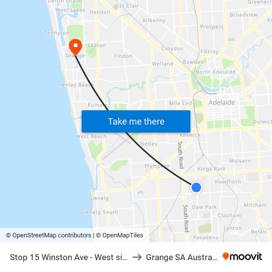 Stop 15 Winston Ave - West side to Grange SA Australia map