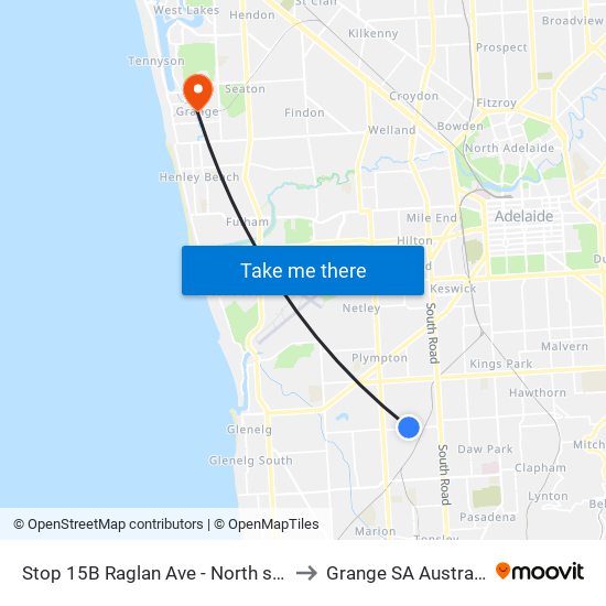 Stop 15B Raglan Ave - North side to Grange SA Australia map
