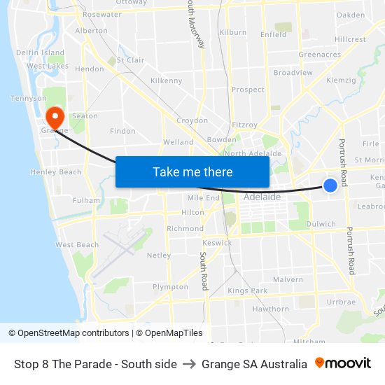 Stop 8 The Parade - South side to Grange SA Australia map