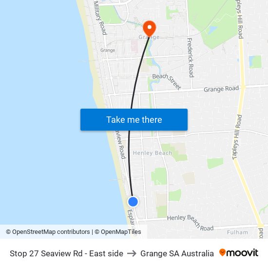 Stop 27 Seaview Rd - East side to Grange SA Australia map