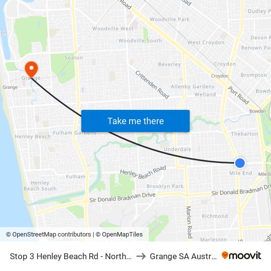 Stop 3 Henley Beach Rd - North side to Grange SA Australia map