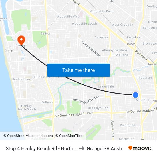 Stop 4 Henley Beach Rd - North side to Grange SA Australia map