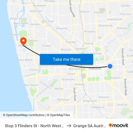 Stop 3 Flinders St - North West side to Grange SA Australia map