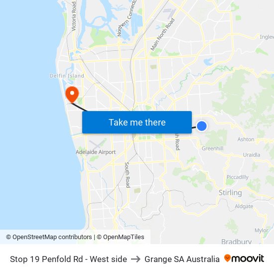 Stop 19 Penfold Rd - West side to Grange SA Australia map