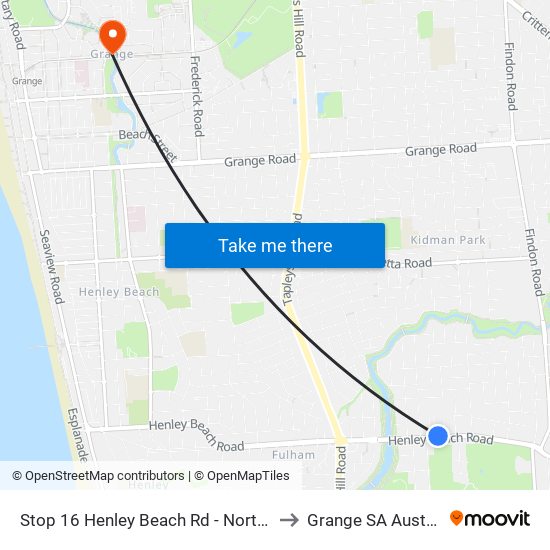 Stop 16 Henley Beach Rd - North side to Grange SA Australia map