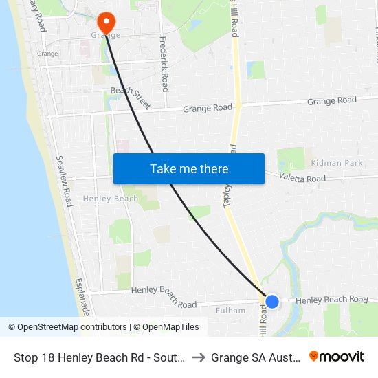 Stop 18 Henley Beach Rd - South side to Grange SA Australia map