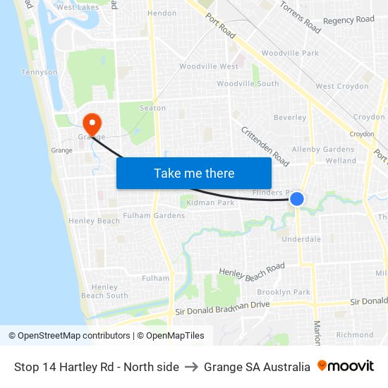 Stop 14 Hartley Rd - North side to Grange SA Australia map