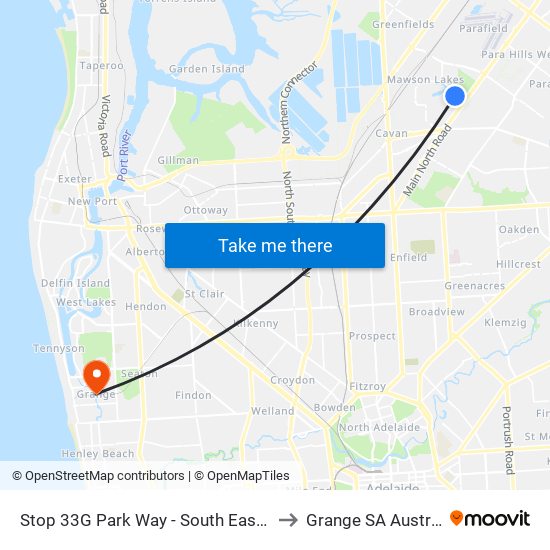 Stop 33G Park Way - South East side to Grange SA Australia map