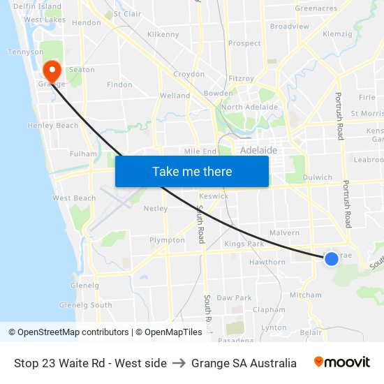 Stop 23 Waite Rd - West side to Grange SA Australia map